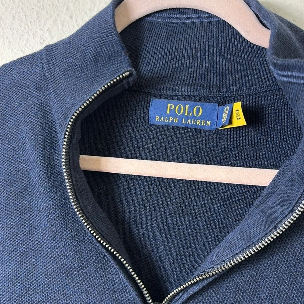 Polo Ralph Lauren Quarter Zip Pullover Sweater in Navy Blue size Large